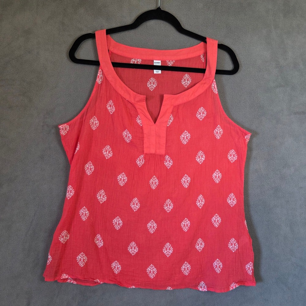 Old Navy Tank Top Women's Large Cotton Gauze Boho Medallion Print Casual